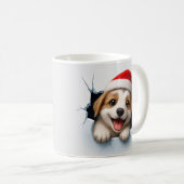 Adorable Puppy in Santa Hat Cute Christmas Dog Kaffeetasse (VorderseiteRechts)