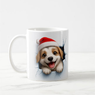 Adorable Puppy in Santa Hat Cute Christmas Dog  Kaffeetasse