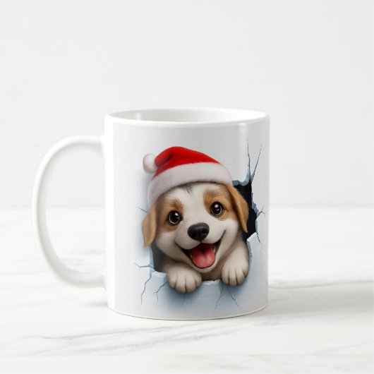 Adorable Puppy in Santa Hat Cute Christmas Dog Kaffeetasse (Links)