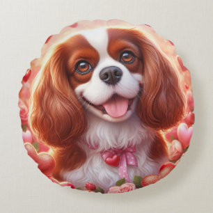 Adorable Puppy Pillow Hearts Rundes Kissen
