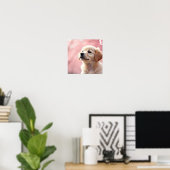 Adorable Puppy Sitting Under Blooming Cherry Trees Poster (Heimbüro)