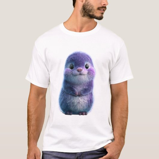 Adorable Purple Furry Creature Portrait Men T-Shirt (Vorderseite)