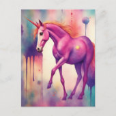 Adorable Purple Unicorn Fantasy Postkarte (Vorderseite)