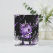 Adorable Purple Unicorn in Tutu With Knife Postkarte (Stehend Vorderseite)
