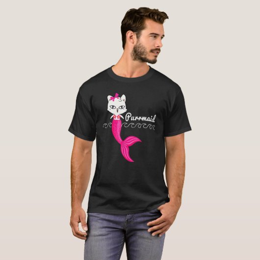 Adorable Purrmaid White Cat Cute Mermaid Beach Gir T-Shirt (Vorne ganz)