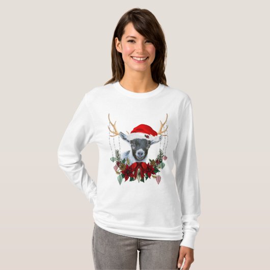 Adorable Pygmy Baby Kid Weihnachtsziege T-Shirt (Vorne ganz)