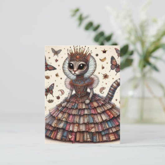 Adorable Queen Cat Postkarte (Stehend Vorderseite)