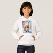 Adorable Rabbit Design auf gemütlichen weißen Swea Hoodie (Vorne ganz)