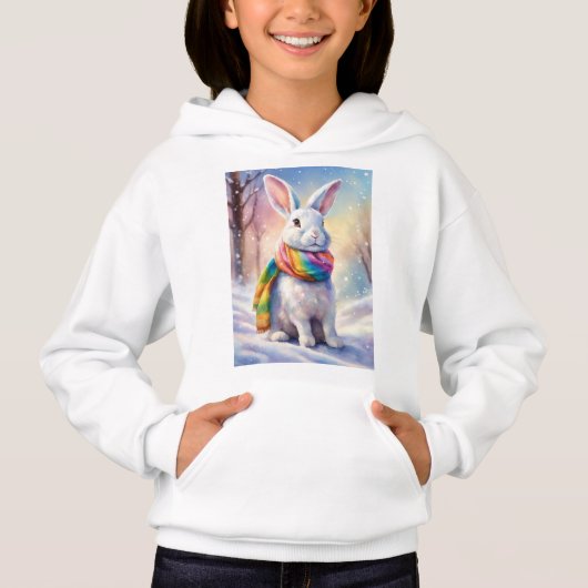 Adorable Rabbit Design auf gemütlichen weißen Swea Hoodie (Vorderseite)