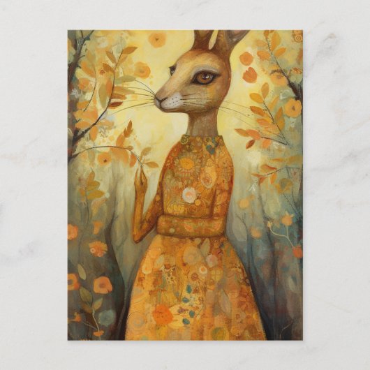 Adorable Rabbit Folkart Postkarte (Vorderseite)