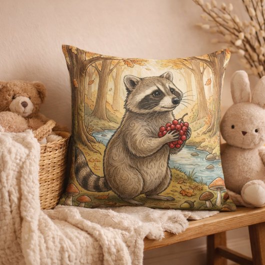 Adorable Raccoon Forest Animals Kissen