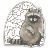 Adorable Raccoon-Hartglas Aufkleber (Vorderseite)