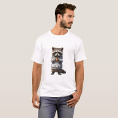 Adorable Raccoon in Star Pattern Hoodie T-Shirt (Vorne ganz)