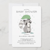 Adorable Raccoon Kinderdusche Einladung (Vorderseite)