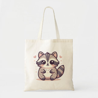Adorable Raccoon mit Blush und Herzakzenten Tragetasche