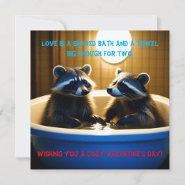 Adorable Raccoons in der Badewanne Spaß Valentinst Feiertagskarte