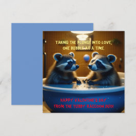 Adorable Raccoons in der Badewanne Spaß Valentinst Feiertagskarte