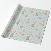 Adorable Racoon Wrapping Paper Geschenkpapier (Ungerollt)