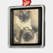 Adorable Ragdoll Katzen mit hellblauen Augen Ornament Aus Metall (Links)
