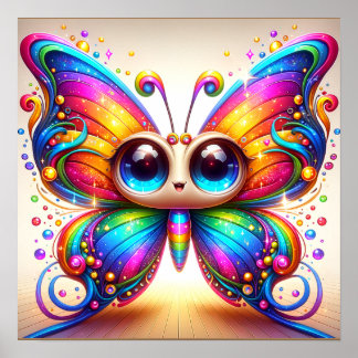 Adorable Rainbow Butterfly macht glücklich Poster