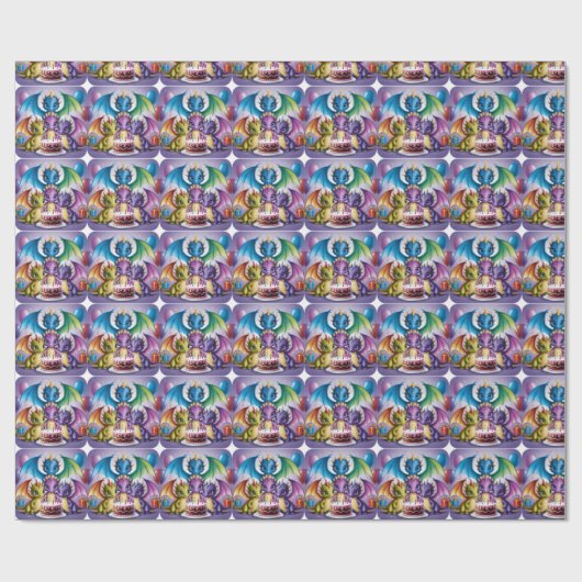 Adorable Rainbow Dragons Geschenkpapier (Flach)