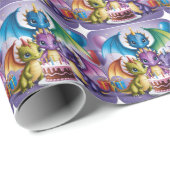Adorable Rainbow Dragons Geschenkpapier (Rolleneckpunkt)