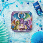 Adorable Rainbow Dragons Pappteller (Party)