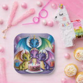 Adorable Rainbow Dragons Pappteller (Party)