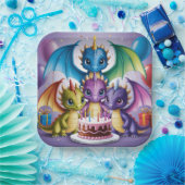 Adorable Rainbow Dragons Pappteller (Party)