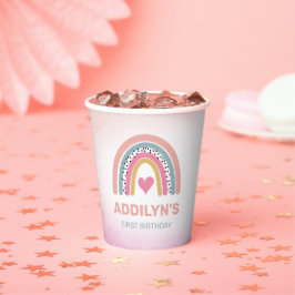 Adorable Rainbow Girl's Birthday Party Paper Cups Pappbecher