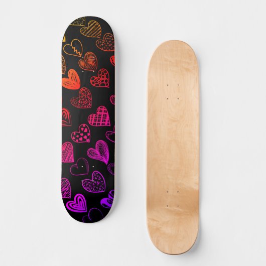 Adorable Rainbow Heart Scribble Zeichnend Skateboard (Vorderseite)