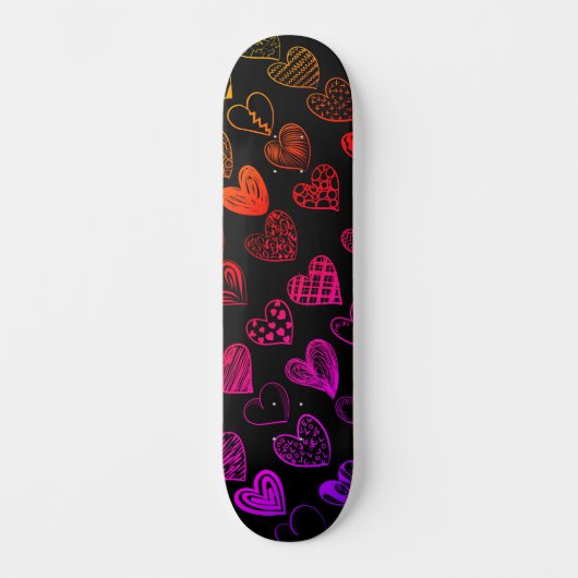 Adorable Rainbow Heart Scribble Zeichnend Skateboard (Vorderseite)
