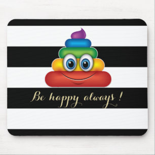 Adorable Rainbow Kackend Emoji, gestreift Mousepad