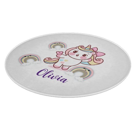 Adorable Rainbow Unicorn, individuelles Serviertab Schneidebrett (Ecke)