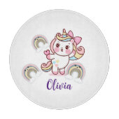 Adorable Rainbow Unicorn, individuelles Serviertab Schneidebrett (Vorderseite)