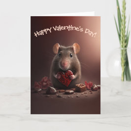 Adorable Rat mit Rotem Herzen Funny Valentine's Da Feiertagskarte