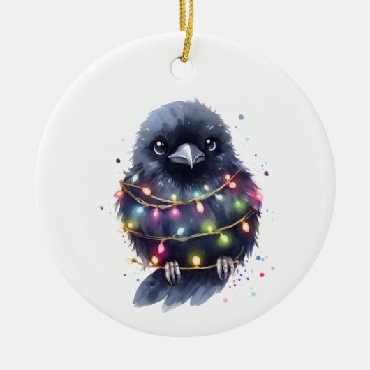 Adorable Raven Christmas Keramik Ornament (Vorne)