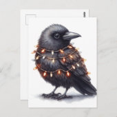 Adorable Raven Christmas Postkarte (Vorne/Hinten)