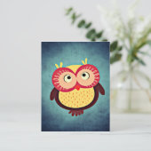 Adorable Red and Yellow Owl Illustration Postkarte (Stehend Vorderseite)