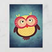 Adorable Red and Yellow Owl Illustration Postkarte (Vorderseite)