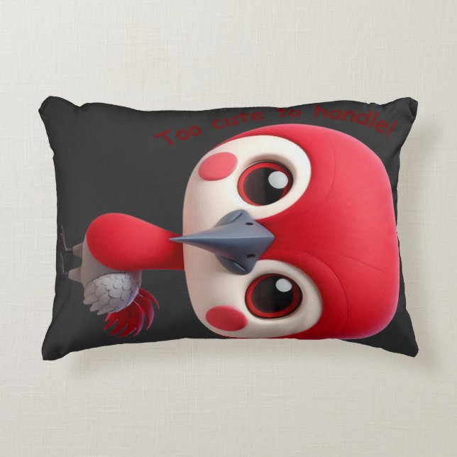 Adorable Red Bird Character Dekokissen (Vorderseite)