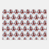 Adorable Red Black Gray Gnome Xmas Weihnachtskids Geschenkpapier Set (Vorderseite 3)