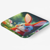 Adorable Red Bunny Sitting under Tree Pappteller (Gewinkelt)