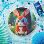 Adorable Red Bunny Sitting under Tree Pappteller (Party)