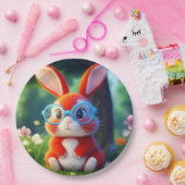 Adorable Red Bunny Sitting under Tree Pappteller (Party)