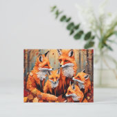 Adorable Red Fox Familie im Herbst Postkarte (Stehend Vorderseite)