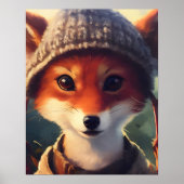 Adorable Red Fox in Kleidung Poster (Vorne)