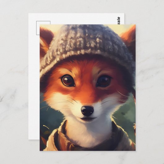 Adorable Red Fox in Kleidung Postkarte (Vorne/Hinten)