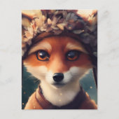 Adorable Red Fox in Winterkleidung Postkarte (Vorderseite)