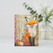 Adorable Red Fox Mixed Media Postkarte (Stehend Vorderseite)